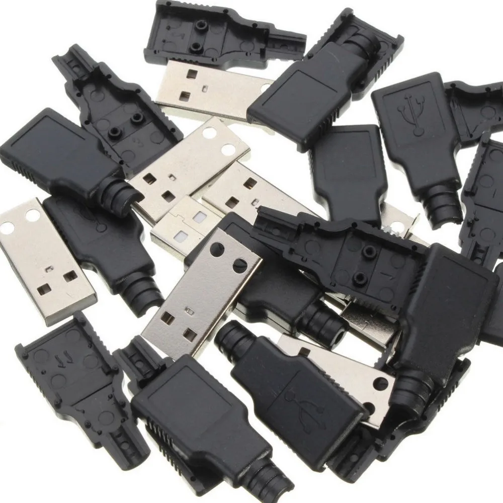 10 шт. 4 контактный разъем USB Type A папа с черной пластиковой крышкой|4 pin male|connector