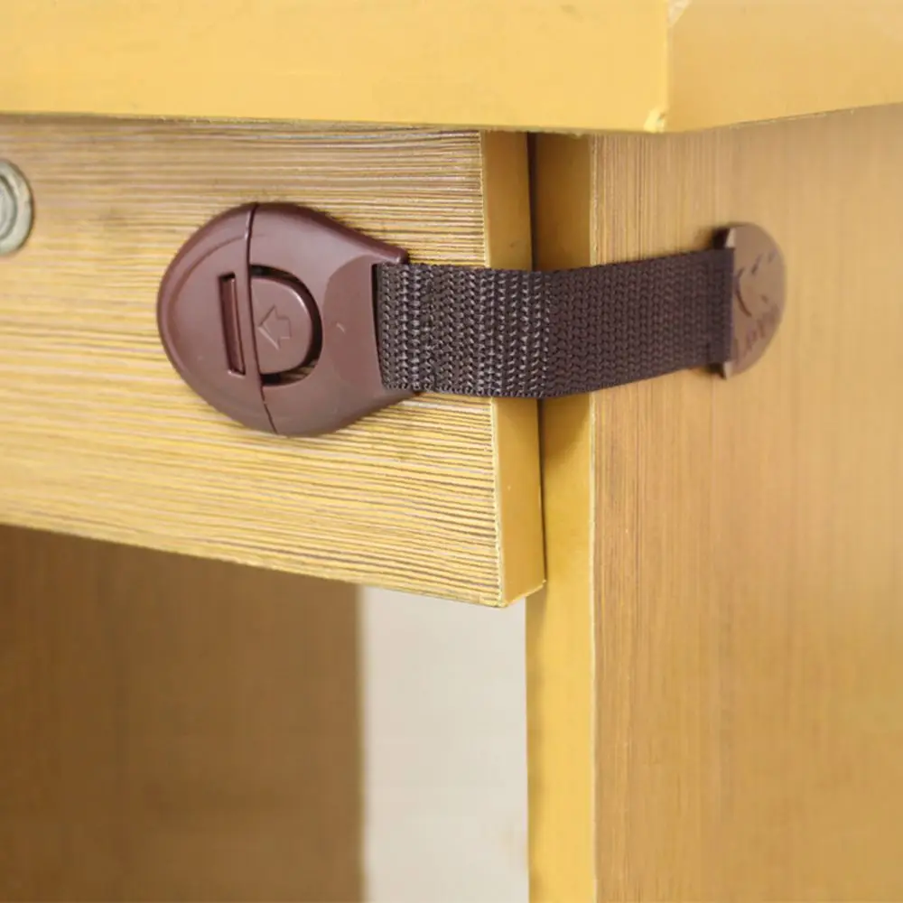 10pcs Lot Brown Cabinet Safety Lock For Baby Furniture Door Drawer