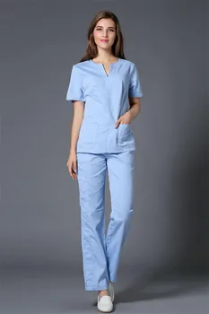 

2017 High Quality Medical Scrub Sets Doctors and Nurses Hospital Uniforms Fashion Design Slim Fit Beauty Salon Workwear Suits