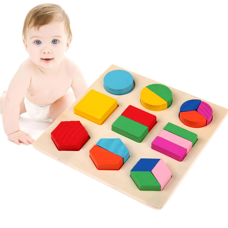 

Montessori Toys Educational Wooden Toys for Children Early Learning 3D Puzzle Colorful Geometry Shape Matching Games