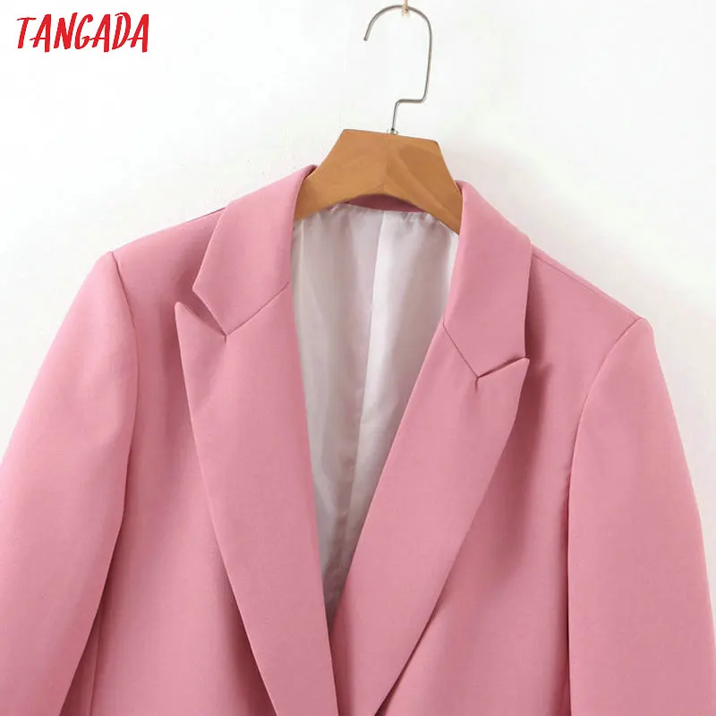 Tangada женский розовый деловой пиджак, жакет дизайнерские в Корейском стиле модные женские туфли комплект с деловым блейзером карманы рабочая одежда верхняя одежда SL504