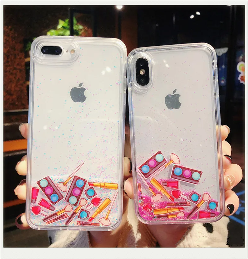 

Foundation Palette Quicksand Case for iphone X XR XS Max Hard Plastic Case For iPhone 6 6s 7 8 Plus Dynamic liquid Capa Coque