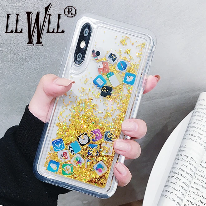 Чехол с жидкостью App iCon для Huawei P20 Lite Pro чехол блестками золотой из ТПУ зыбучим