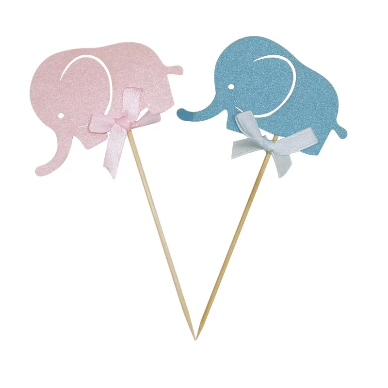 10PCS Blue&Pink Cartoon Elephant Cupcake Toppers Picks Cake Toppers for Baby Shower Girl Boy Kids Birthday Party Decoration