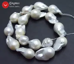 Qingmos натуральный 14*25 мм барокко белый пресноводный ядерный жемчужные бусины для бисера DIY цепочки и ожерелья браслет серьги 14 "los756