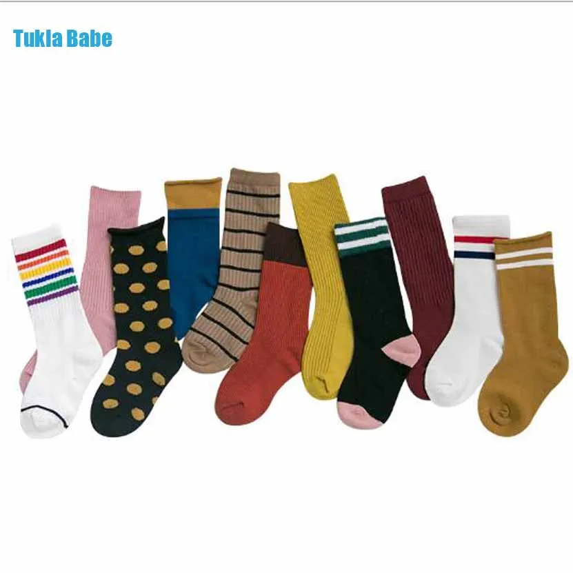 

Tukla Babe New 1-12 Y Child Socks Autumn Winter Color Matching Striped Children's Pile Sport Student Kids Boys Girls Tube Socks