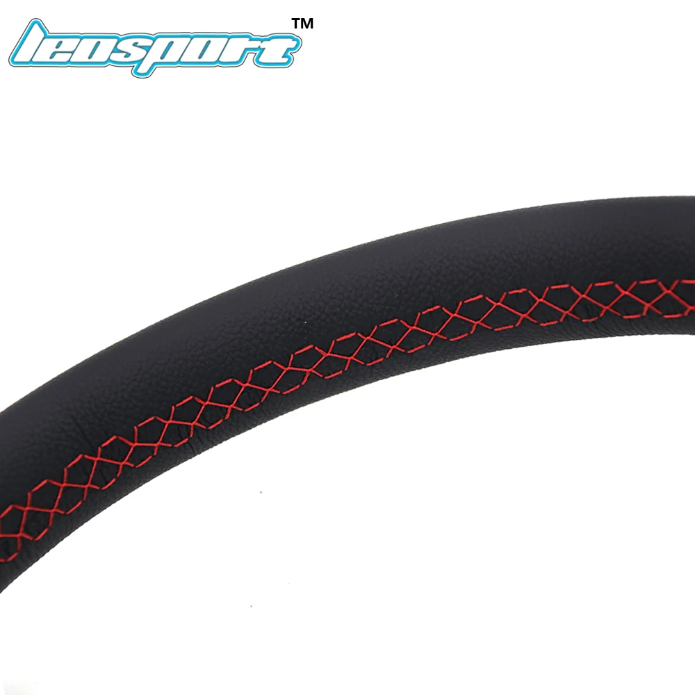 350mm para a para a Corrida Realmente de Couro Leosport 14 Corrida Volante Linha Vermelha Volante Racing Game Steering Wheel 17 Cheap 350mm steering wheel