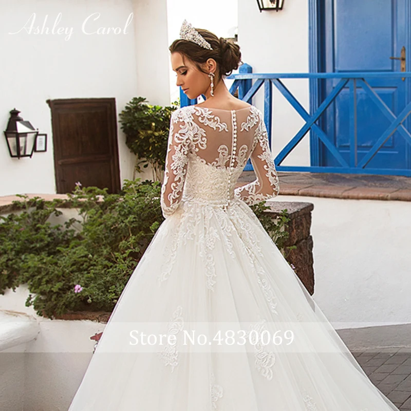 Ashley Carol Elegant Wedding Dresses For Women With Jacket 2 In 1 Appliques Lace Up Princess Wedding Gown Vestidos De Novia 5