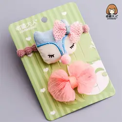 4 шт./лот мода лук заколки для волос с лисами одноцветное Kawaii hairring животного Заколки для волос принцессы Аксессуары для наушников волос