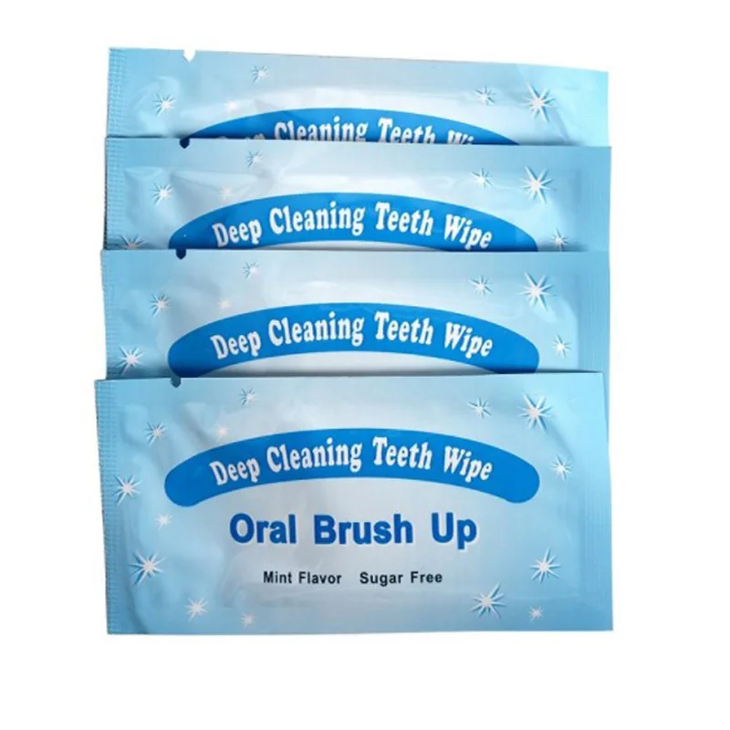 100 Pieces Pack Deep Cleaning Teeth Whitening Dental Brush Up Finger Wipe 2