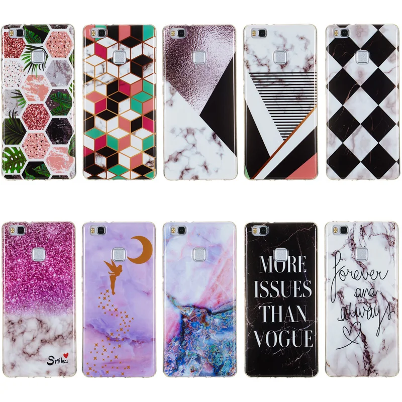 Fashion Geometric Marble Soft TPU Silicone Case Phone Bags Cover Shell Hull Coque Fundas for HUAWEI P8 Lite P9 mini 2017 | Мобильные