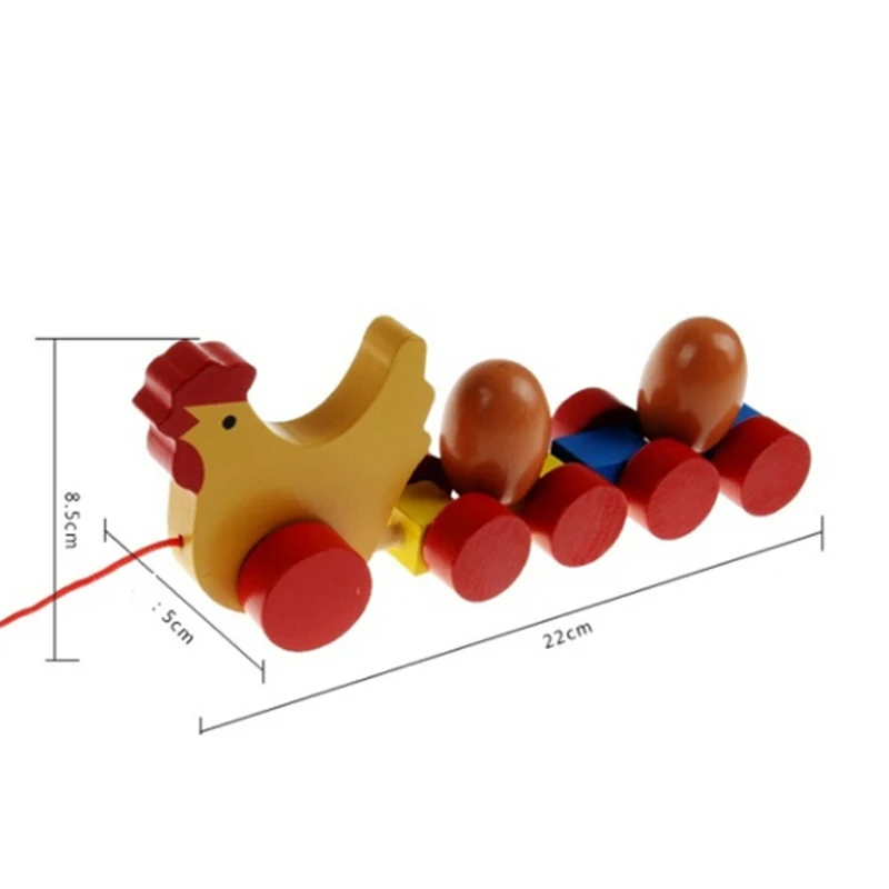 Забавный Деревянный тащить яйцо автомобиль милый творческий дети цыпленок утенок тащить тележки детское образование игрушка случайный