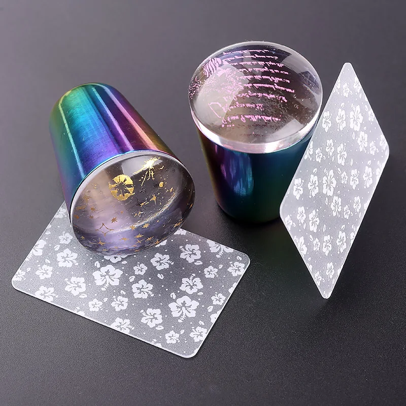 4cm jelly Marshmallow Silicone Jelly Stamper with Cap 1PC Nail Art Stamper & Scraper Stamp Tool Set