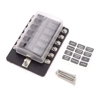 

12 Circuit LED Fuse Block Blade Fuse Box with screw terminal block single plastic bag for Car Boat Marine Trike