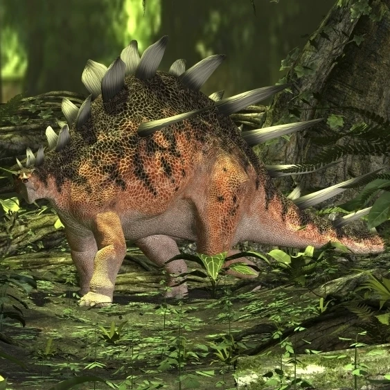 Kentrosaurus in a prehistoric forest Poster Print (37 x 21)