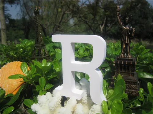 Отдельно стоящее украшение для домашнего декора 12 см из искусственного дерева, Деревянные белые буквы алфавита для украшения свадьбы, дня рождения - Цвет: R    12cm