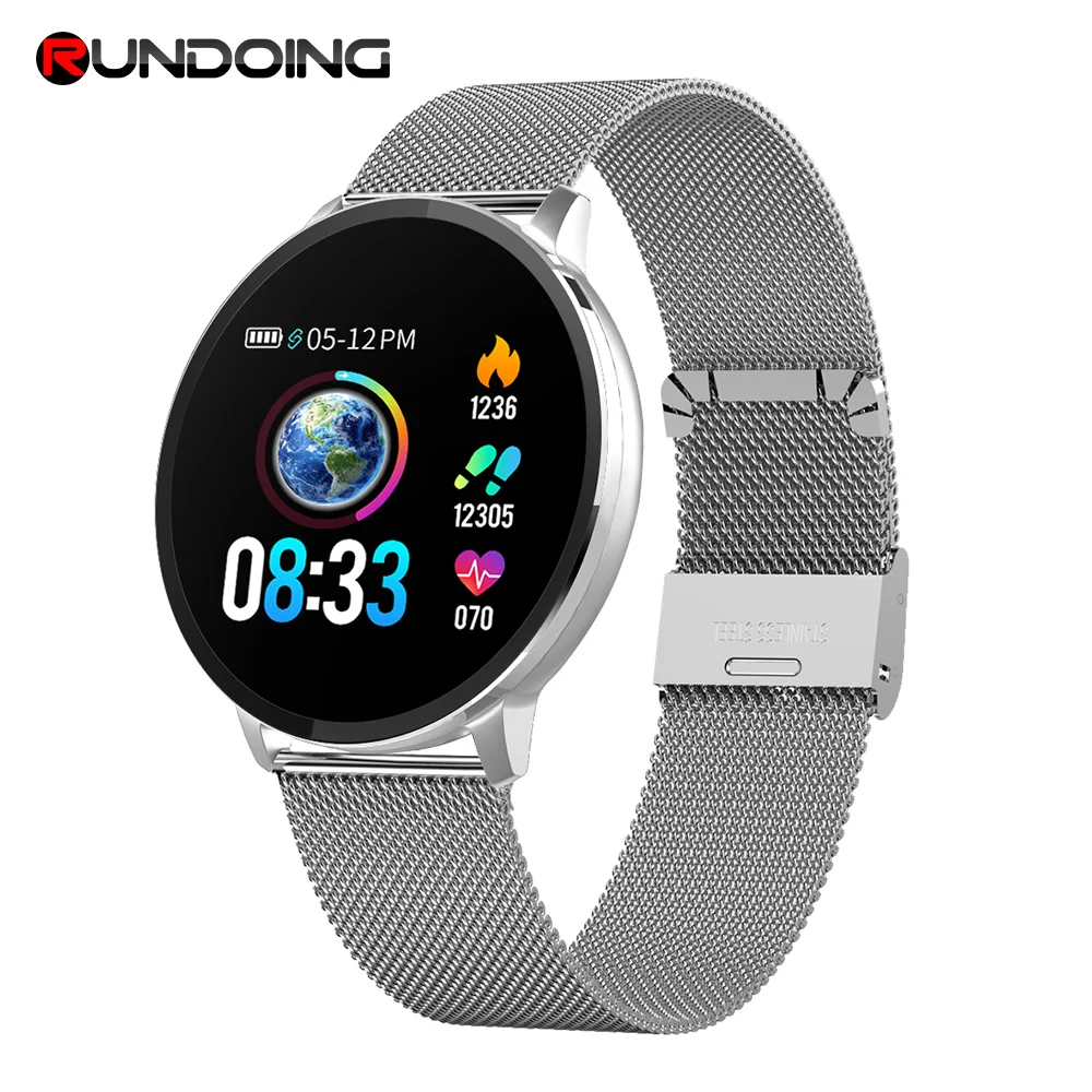 Comprar RUNDOING NY03 reloj inteligente mensaje recordatorio de llamada impermeable smartwatch con monitor de ritmo cardíaco de Fitness Tracker con esposo APP