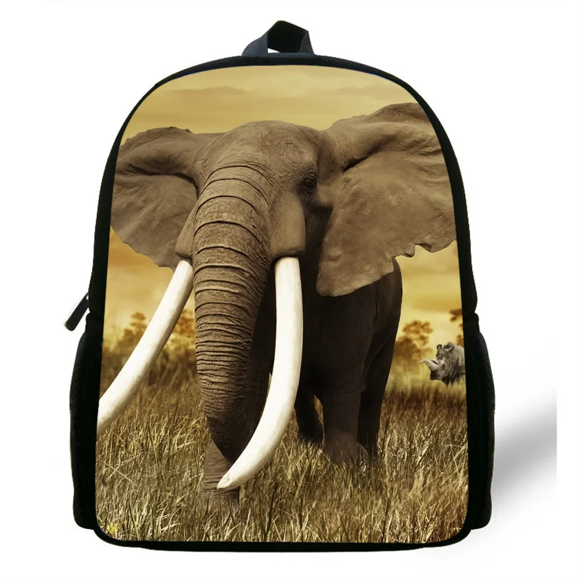 12 Inch Cool Animal Printing Backpacks For Baby Girls Elephant Print