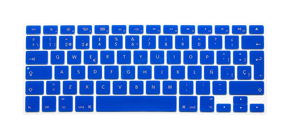 HRH 100 шт. испанский ESP силиконовый чехол для клавиатуры Защита кожи для Macbook Air Pro retina 1" 15" 1" версия ЕС - Цвет: Blue