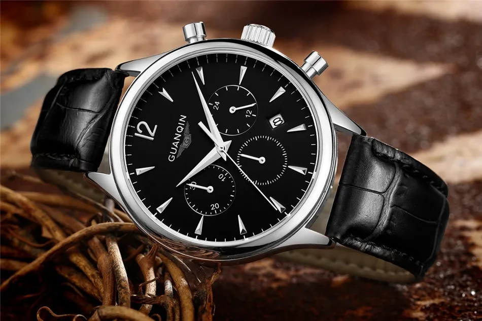 GUANQIN Luxury Watches Men Top Brand relogio masculino relojes Fashion Wristwatch Men Sport Leather Strap Quartz Watch Montre Homme (5)
