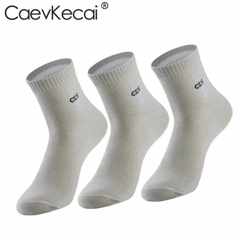 3 gray Мужские однотонные хлопковые носки, брендовые Новые повседневные бизнес антибактериальные дезодоранты, дышащие мужские длинные носки, 3 пар/лот мужские-носки носки хлопок мужские - Цвет: 3 gray