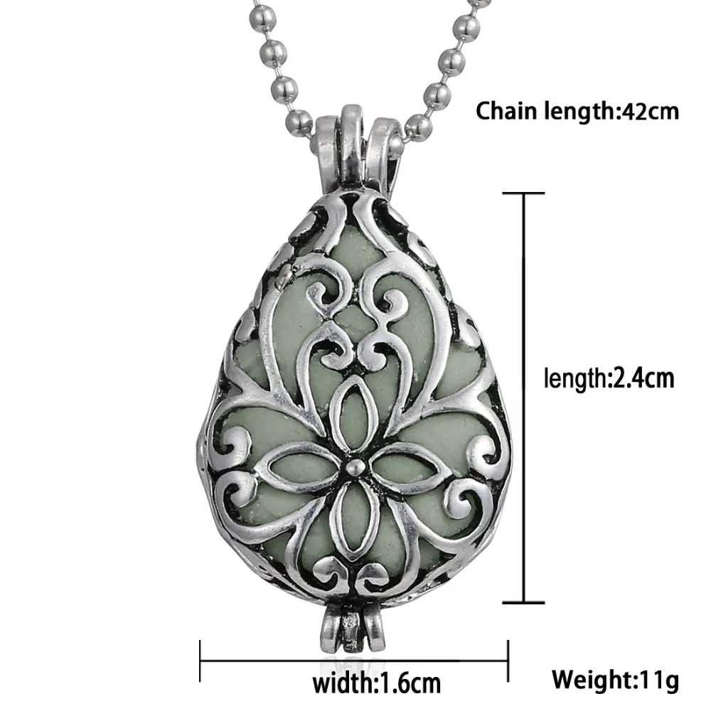 Hollow Locket Cage Heart Fairy Glow in the Dark Oil Diffuser Necklace Pendant Hollow Locket Cage Heart Fairy Glow in the Dark Oil Diffuser Necklace Pendant