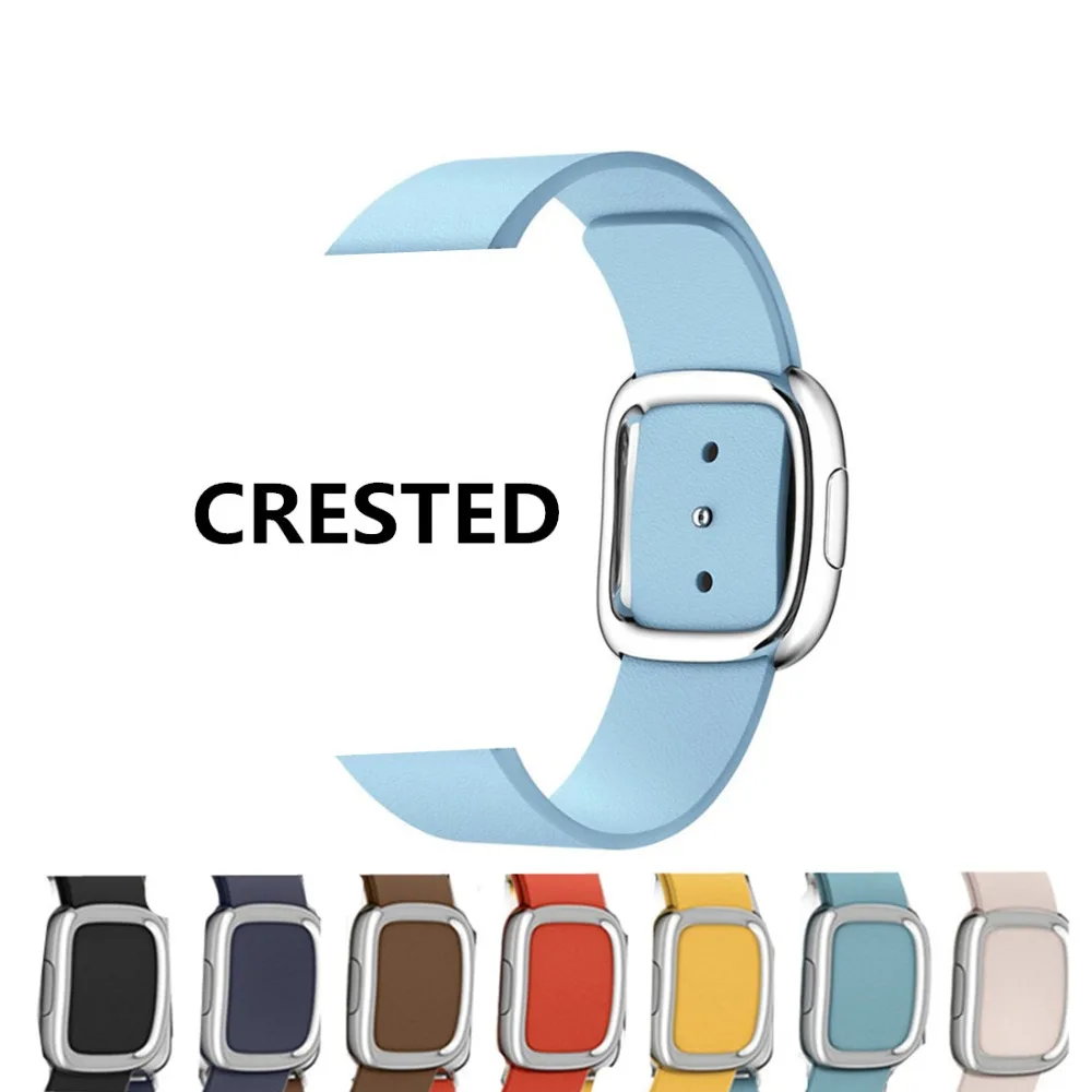 

Modern bukcle band for apple watch 3/2/1 Genuine Leather iwatch strap wrist bands bracelet belt smartwatch accessories