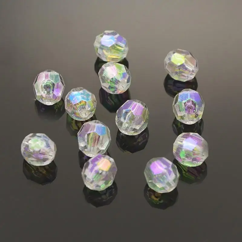 8mm AB Color Faceted Round Transparent Acrylic Beads Clear for jewelry making Hole 2mm; about