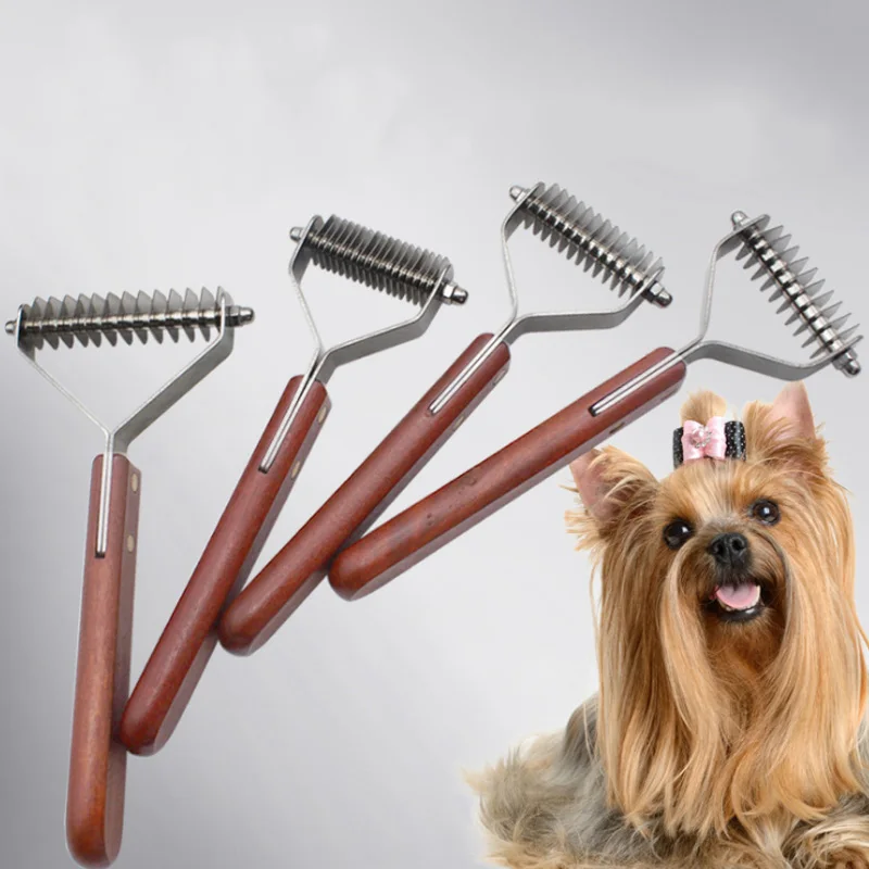 

Pet Comb Wooden Handle Anti-slip Open Knot Dog Hairs Grooming Comb Tool MYDING