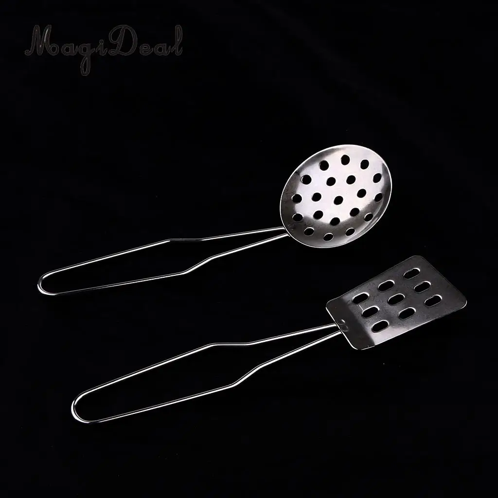 6Pcs/Set Stainless Steel Kitchen Cookware Cooking Utensils Toy Children Kids Pretend Role Play Toy Silver