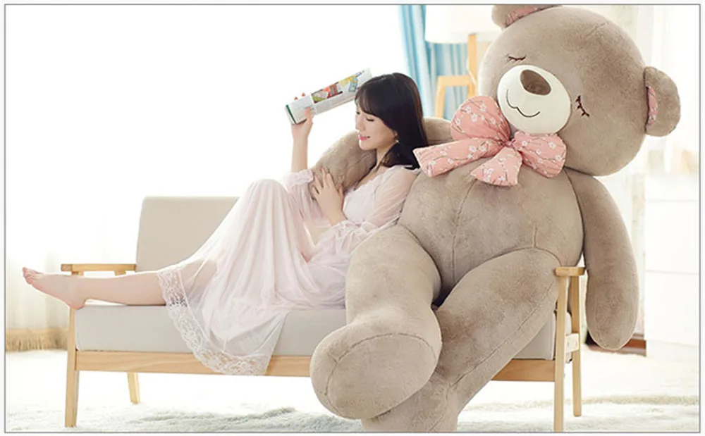 Fancytrader Soft Jumbo Teddy Bear Doll Giant Stuffed Sleeping Face Bear with Bow Plush Toys11