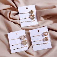 1 Набор = 3 шт. простая металлическая заколка для волос с розовой челкой, милые аксессуары для волос новые ювелирные изделия G0418