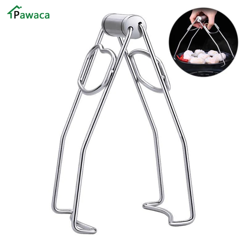 Stainless Steel Hot Bowel Holder Pot Foldable Dish Plate Clip Tong for