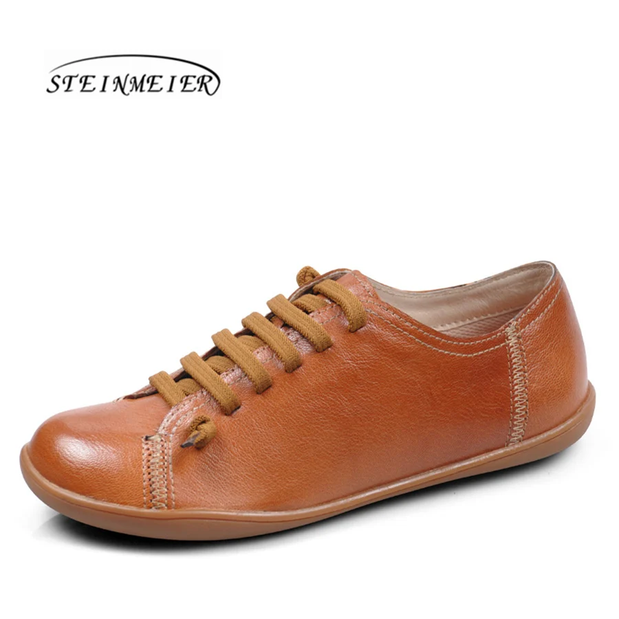 Women Summer Flat Spring Leather Casual Barefoot Sneakers Slip On