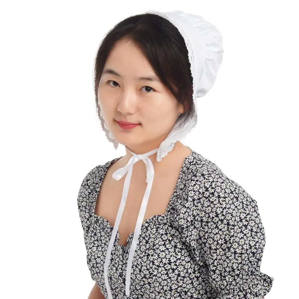 White Bonnet Hat Headdress Women Maid Cosplay Accessory Vintage Maid MOP Headpiece cosplay hats