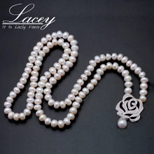 Genuine Semi Round Pearl jewelry Necklace, Fine Jewelry necklaces & pendants, freshwater pearl stone beads Long Necklace jewelry pearl drill tool precious stone beads driller machine