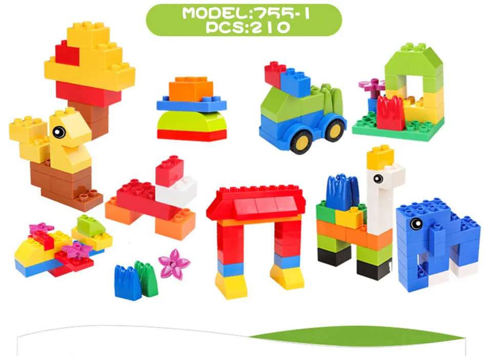 Duplo блок серии DIY воображение объемный мешок игрушечные фигурки-Конструкторы Игрушки для детей Совместимые комплекты Duploe