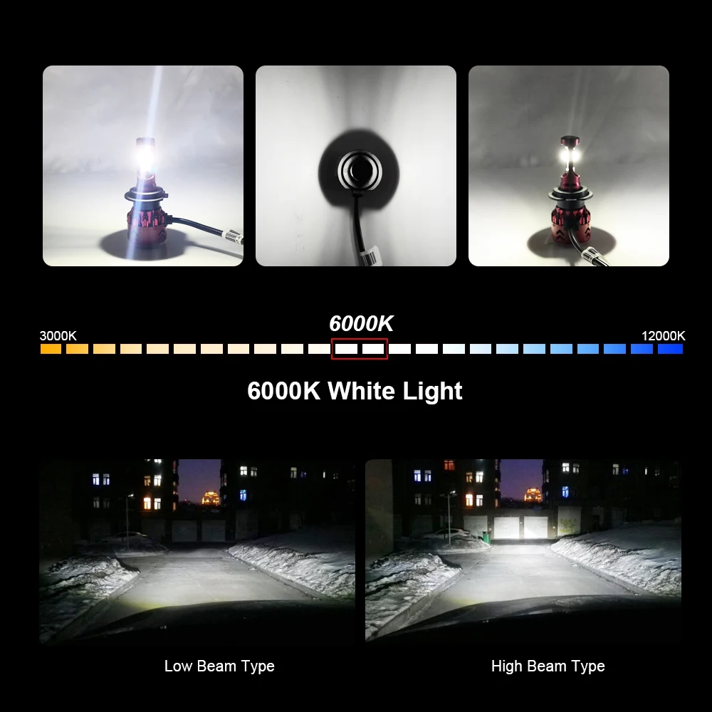 Roadsun H11 Светодиодный комплект для преобразования фар 9005 9006 12000LM 60 Вт супер яркий