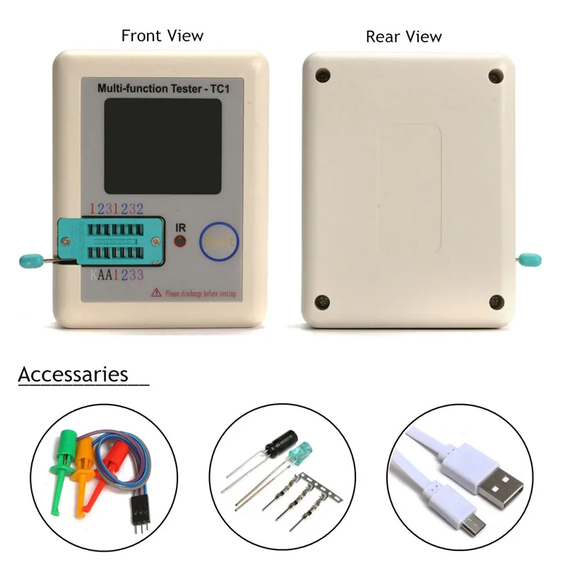 

1.8inch Transistor Tester Colorful Display Multi-functional TFT Backlight For Diode Triode Capacitor Resistor Transistor LCR ESR
