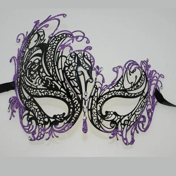 Black +Purple Glitter Masquerade Wedding Venetian Face Eye