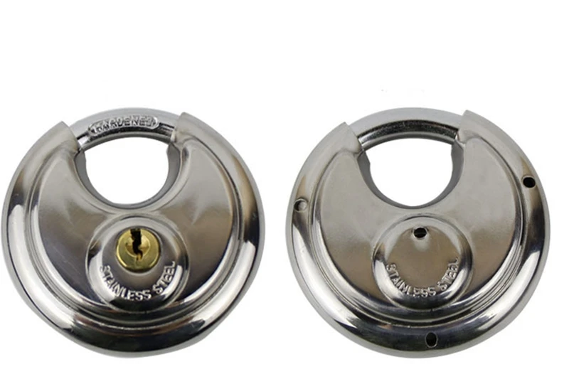 1PCS Cute Stainless Steel Brass Cylinder Disc Padlock Round Shape Disc Lock for Locking Doors Windows Bags 2