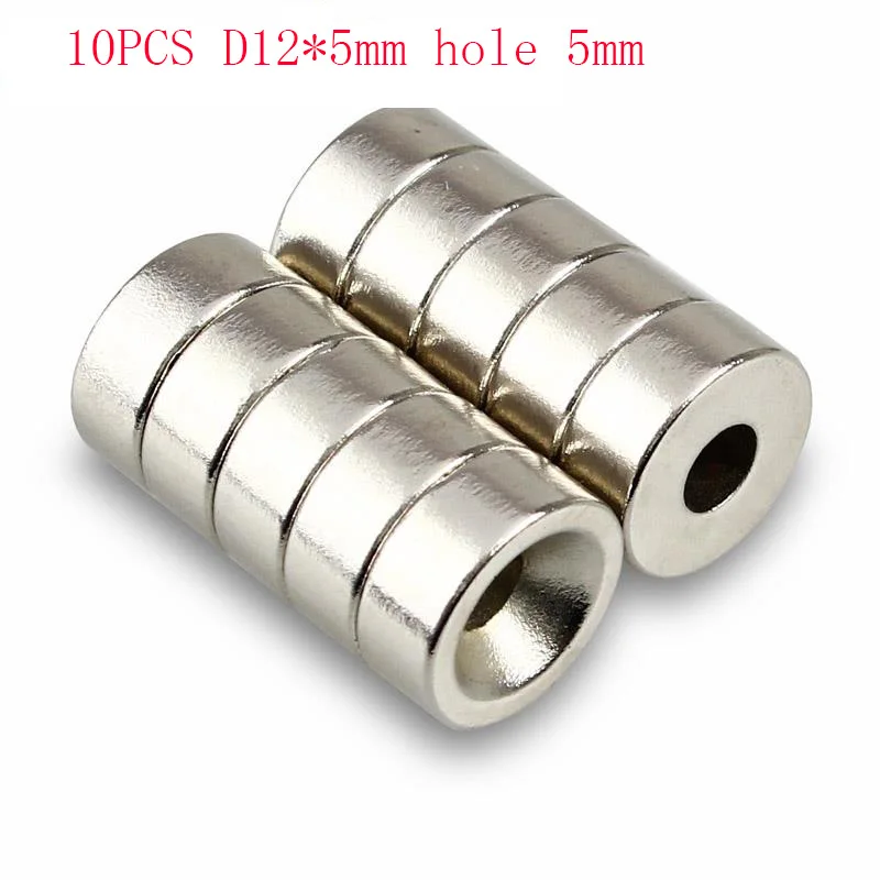 12mm x 5mm 10 Peças Rodada Furo de 4mm Rare Earth Neodímio Countersunk Anel Magnet