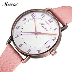 Relogio Feminino Meibin модные женские туфли часы Элитный бренд для женщин Повседневное женские наручные часы кварцевые часы кожаный ремешок Женский