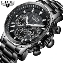 LIGE Men Watches Fashion Chronograph Luxury Waterproof Business Watch Men Full Steel Sports Quartz Clock Male Relogio Masculino