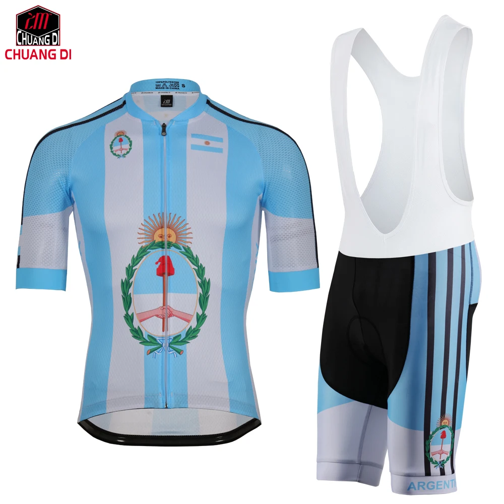 Аргентина Велоспорт Джерси полиэстер быстросохнущее Велосипедное Джерси MTB Ropa велоформа sky Bi Велоспорт велорубашки Национальный флаг - Цвет: Jerseys Bib Shorts