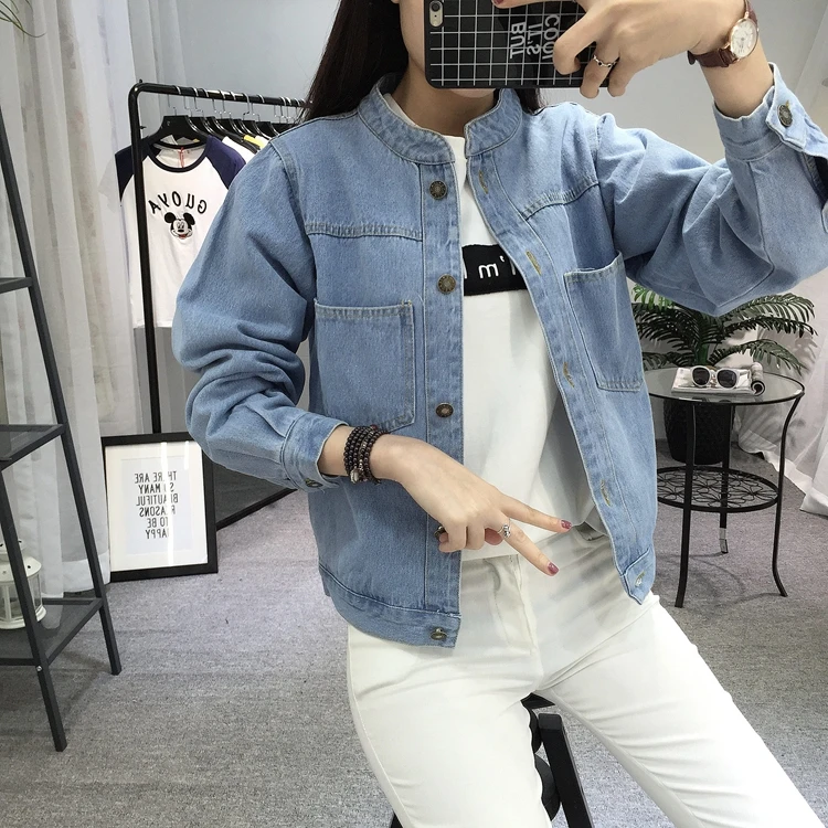 Suporte de Manga Longa Jaquetas Jeans 2019