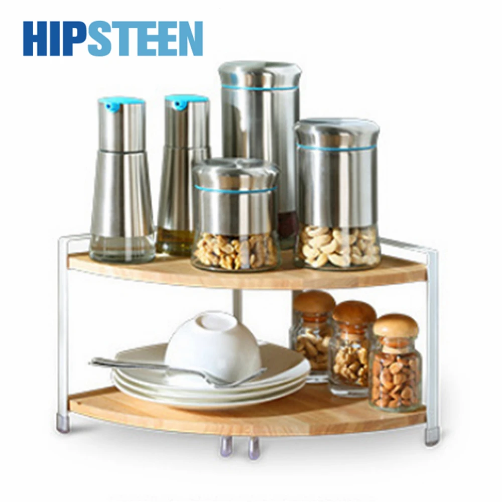 HIPSTEEN Durable Double layer Organizer Shelf Kitchen Castor Storage