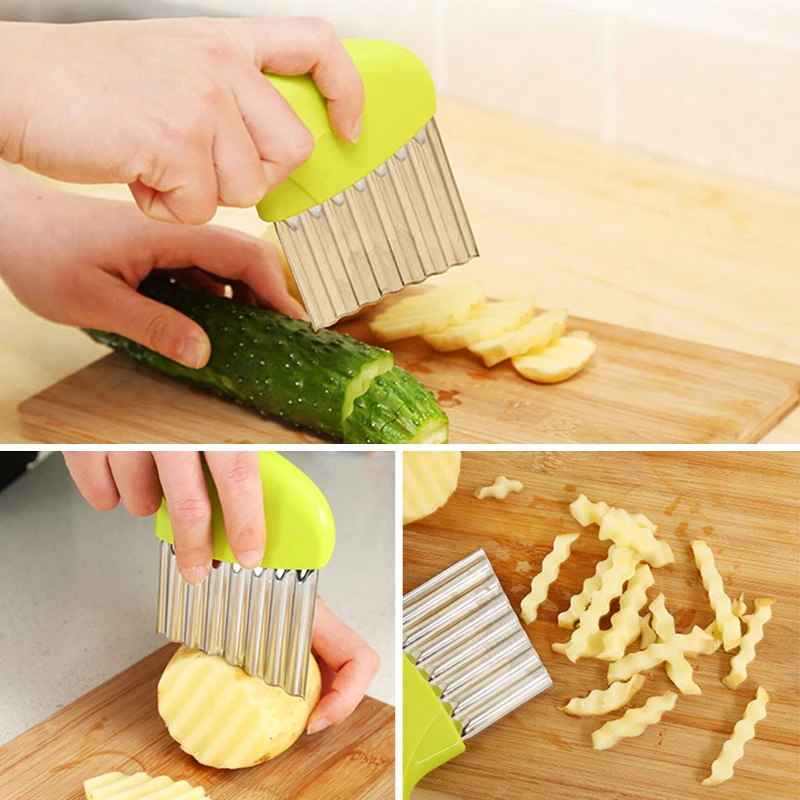 1pc Wave Shape Onion Potato Slicing Device Wrinkled Undulant Fries Salad Cutting Tool Slicer Kitchen Accessory Vegetable Cutter