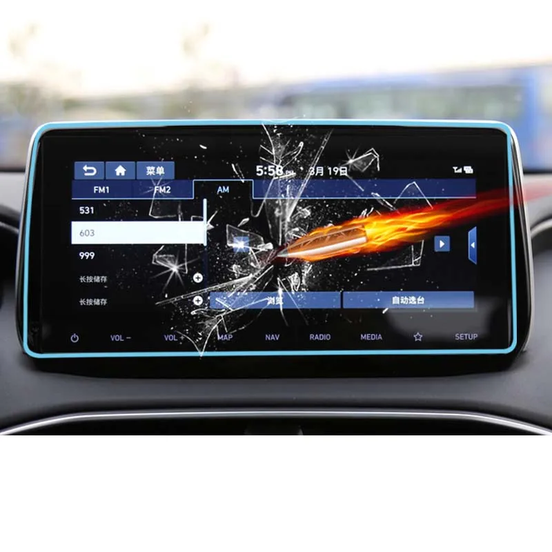 

Lsrtw2017 HD car GPS navigation screen anti-scratch tempered film protective film for hyundai sanfa fe 4th generation 2019 2020