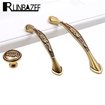 

RUNBAZEF Classical Chinese Shoe Cabinet Handle Pure Copper Solid Thicken Wardrobe Knob Yellow Furniture Hardware Accessories